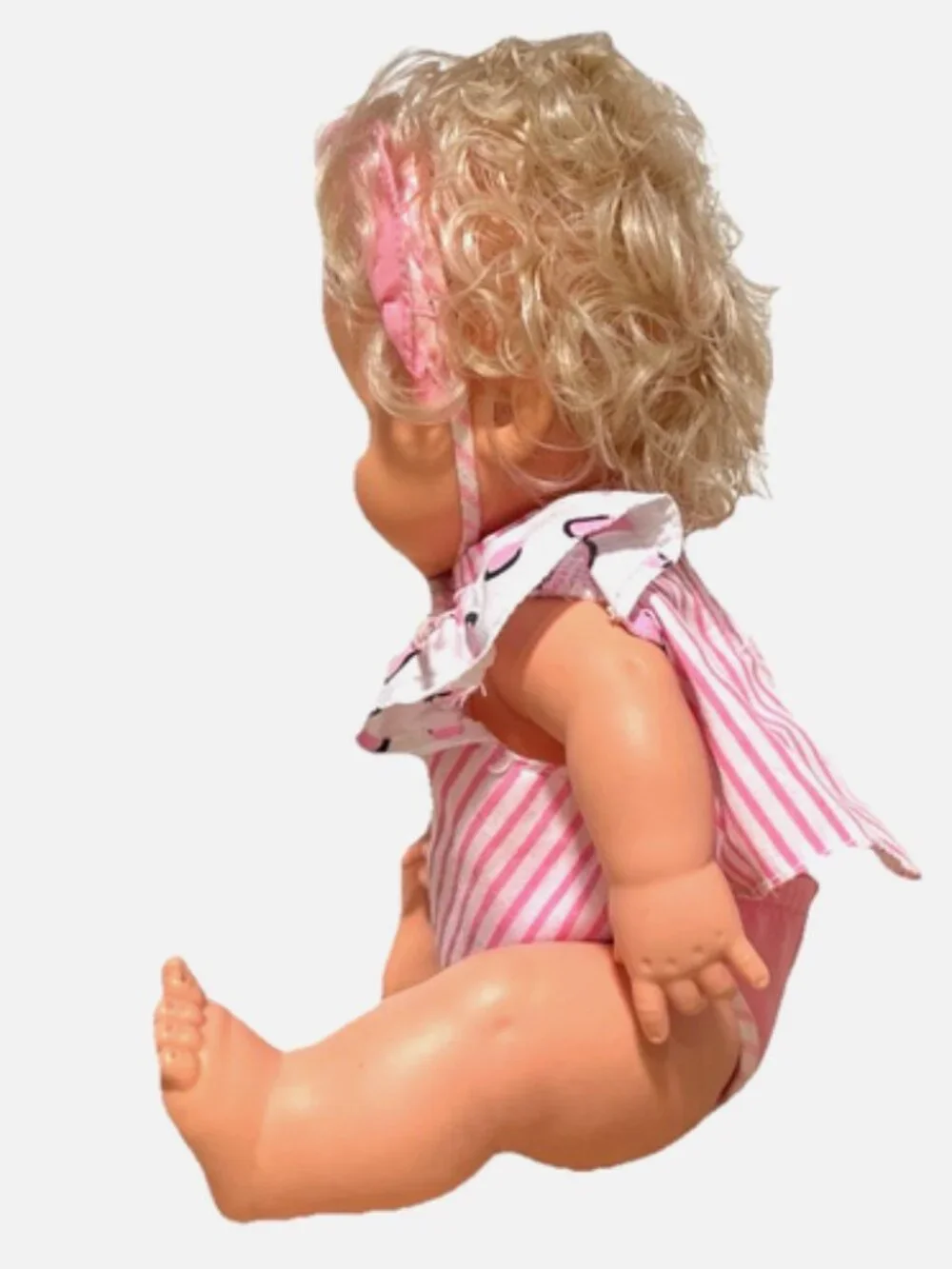 Vintage 1991 Baby Rollerblade Doll Mattel Blonde Curly Hair Pink 12 Inch Toy